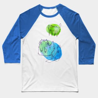 Goofy Watercolor Cats Baseball T-Shirt